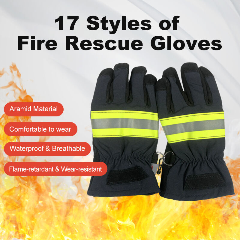Aramid Fireproof Gloves 17 Model Leather Palm Heat Resistant Gloves Fire Fighting Safety Gloves Rescue Waterproof