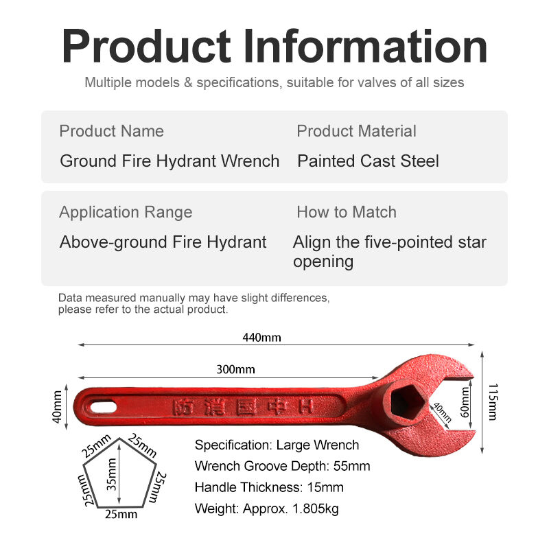 Heavy Duty Fire Hydrant Wrench Five-Point Star Opening Cast Steel Wrench For Above Ground Hydrant Maintenance And Emergency